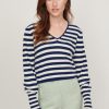 &Isla Rio Stripe Balloon Sleeve Vee Ss22