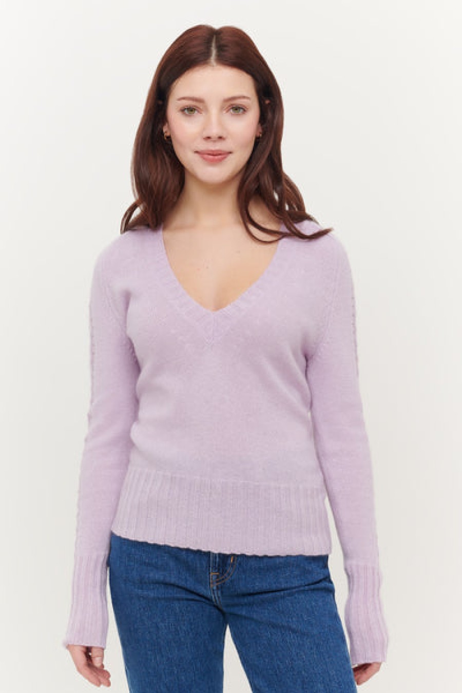 &Isla Sage Pointelle Sleeve Vee Aw23