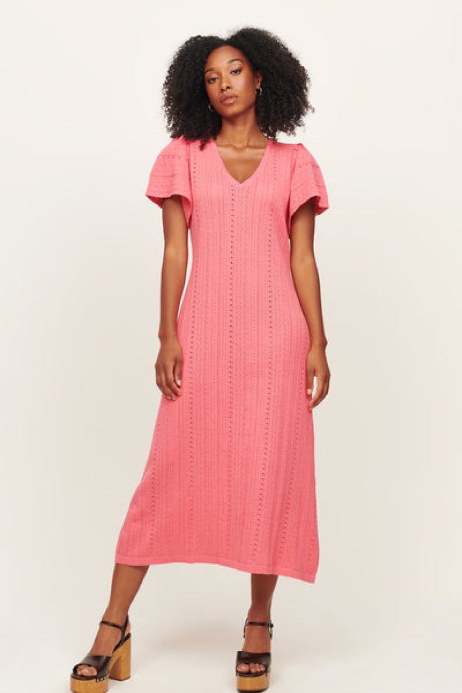 &Isla Layla Flutter Sleeve Vee Dress Ss22