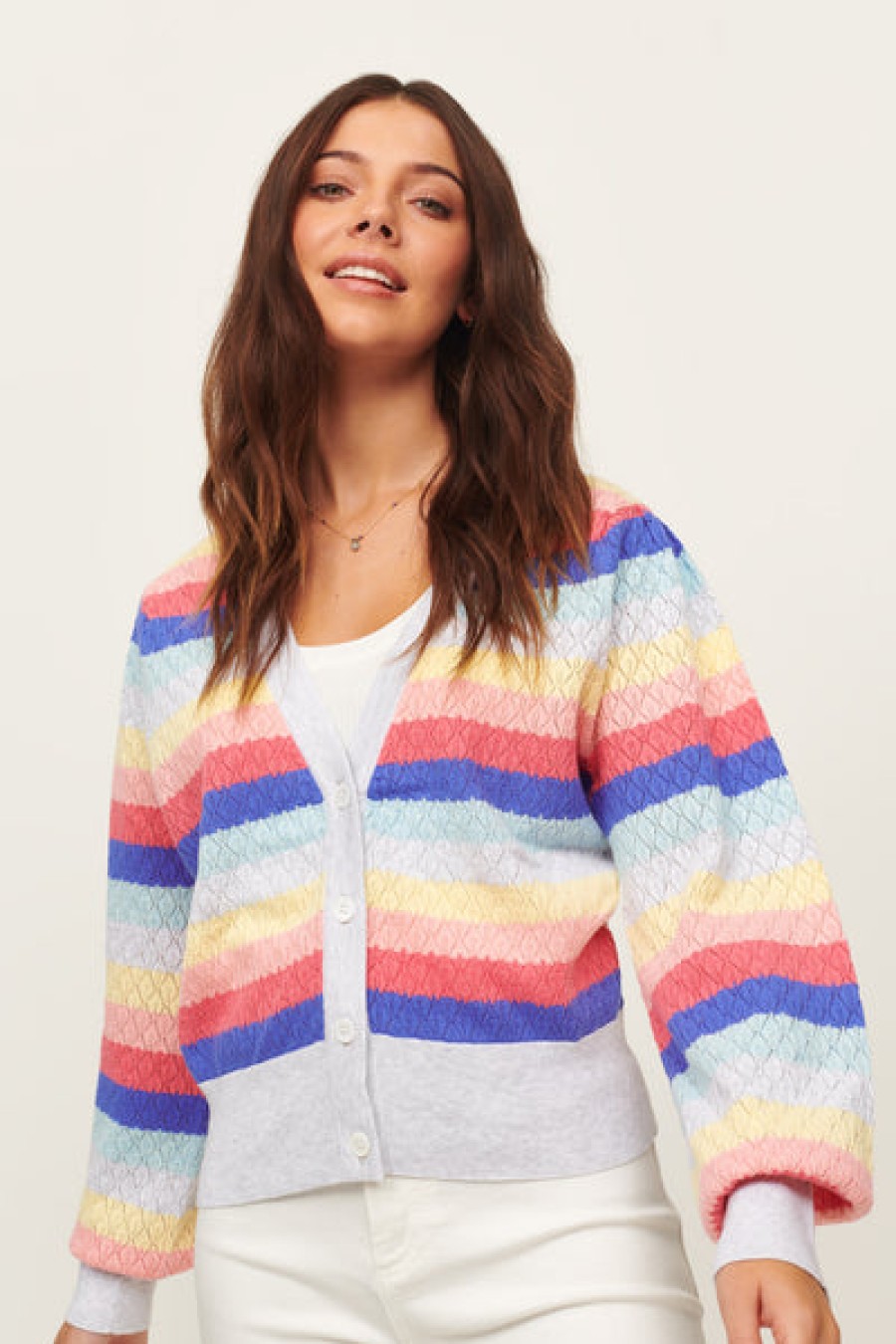 &Isla Sofia Pointelle Vee Cardigan Ss22