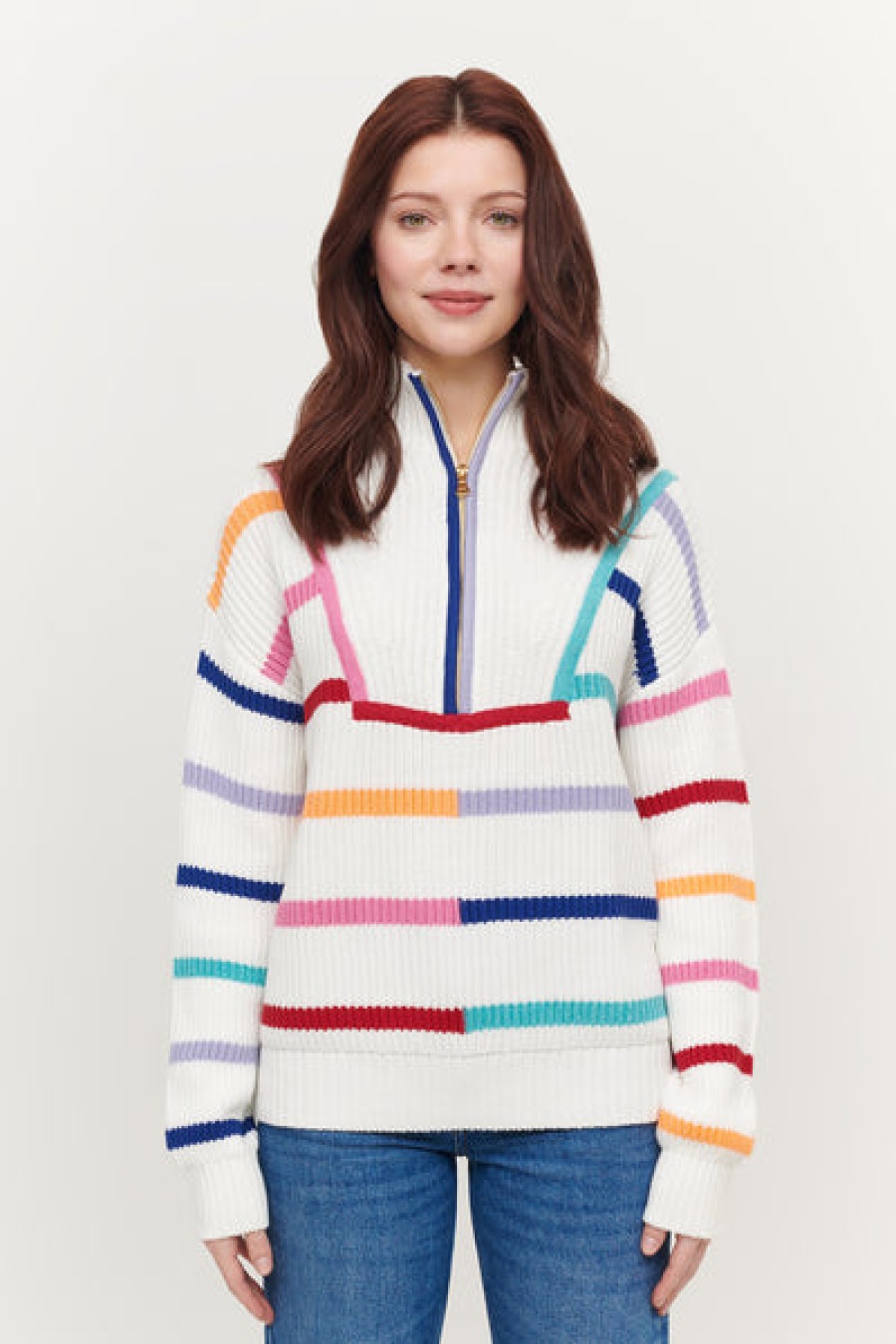 &Isla Conner Striped Half Zip Mock Aw22