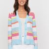 &Isla Lauren Textured Stripe Vee Cardigan Ss24