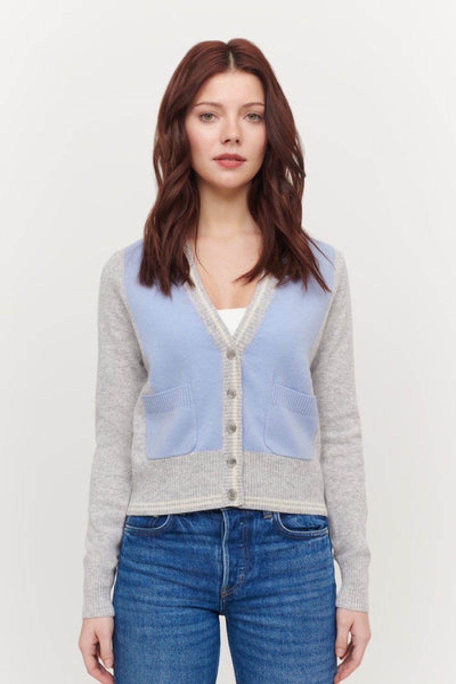 &Isla Callie Colorblock Vee Cardigan Aw23